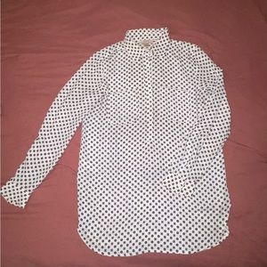 White floral pattern button up blouse.